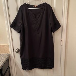 Gibson Latimer Women’s XL Black Knee Length Tunic Dress with Crochet Trim